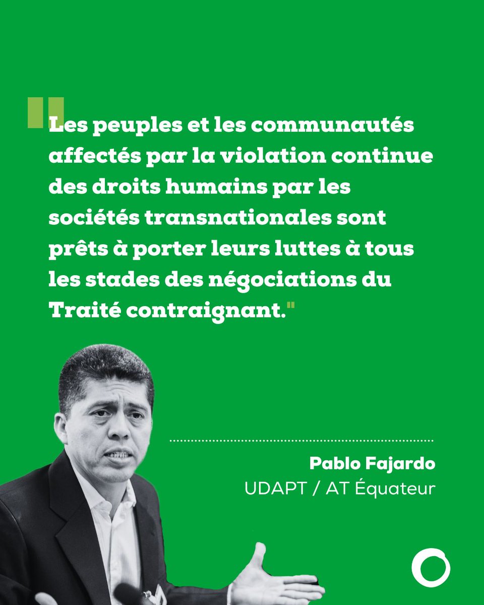 Cela fait 10 ans que nous poursuivons la lutte pour exiger un #TraitéContraignant fort pour mettre fin à l'impunité des multinationales et à leurs privilèges inégalés.

Nous demandons responsabilité, justice et réparation pour tous ceux qui ont souffert de leurs pratiques.