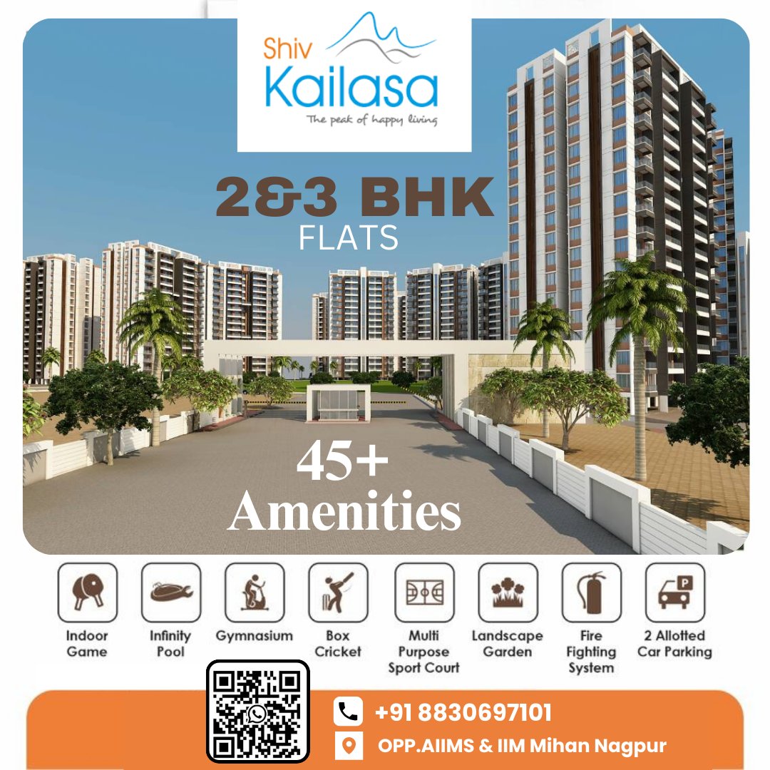 InfoKailasa's tweet photo. 🏡 Discover Luxury Living Like Never Before!
✔️ Spacious 2 &amp; 3 BHK Flats
✔️ Over 45+ World-Class Amenities
✔️ A lifestyle designed for comfort and convenience

📞 +91 8830697101

Your perfect home in the heart of Nagpur awaits! 

#ShivKailasa #LuxuryLiving #2BHKFlats #3BHKFlats https://t.co/lKXMpIptmg