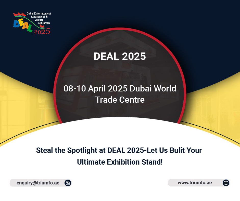 ✨ Make Your Mark at #DEAL 2025! ✨

Are you ready to shine at the Middle East’s premier entertainment trade fair?

Partner with us for exhibition stands that impress and inspire!

Visit: triumfo.ae/deal-middle-ea…

#deal2025 #exhibition #exhibitionstand  #DUBAITRADEFAIR
