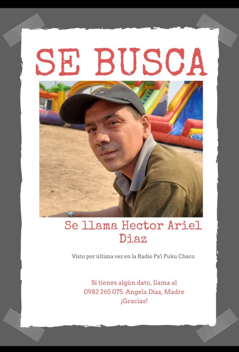 VelazquezGVS's tweet photo. Buscan a joven desaparecido. Se trata de Héctor Ariel Díaz, más conocido como Toto. Fue visto por última vez el domingo 15/12 en la zona del Chaco (Km 496, 25 Leguas e/ Tte. Irala). Sufre de convulsiones y perdida de memoria, está sin remera y calzado. https://t.co/KI97j6HpJh