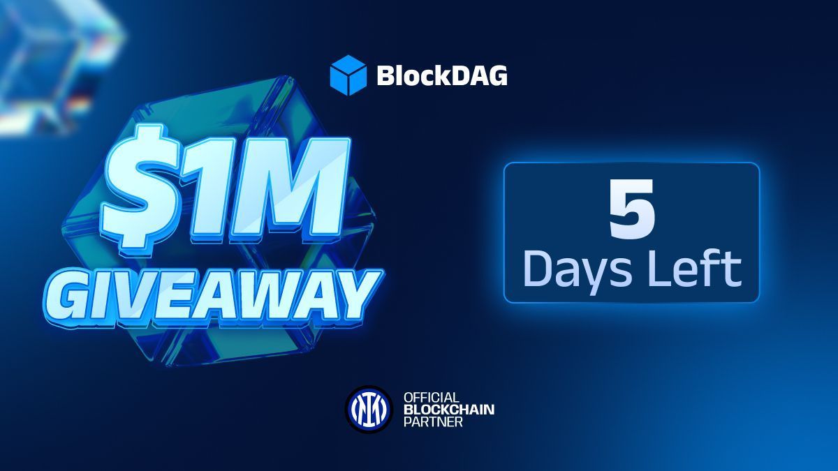 ⚡️5 DAYS TO GO! The $1 MILLION BDAG giveaway is officially in the final stretch.🚨

🏆50 winners will grab $20K in BDAG coins each, and the question is: will one of those winners be YOU? 

blockdag.network/giveaway

#cryptocurrency #giveaway #bullrun