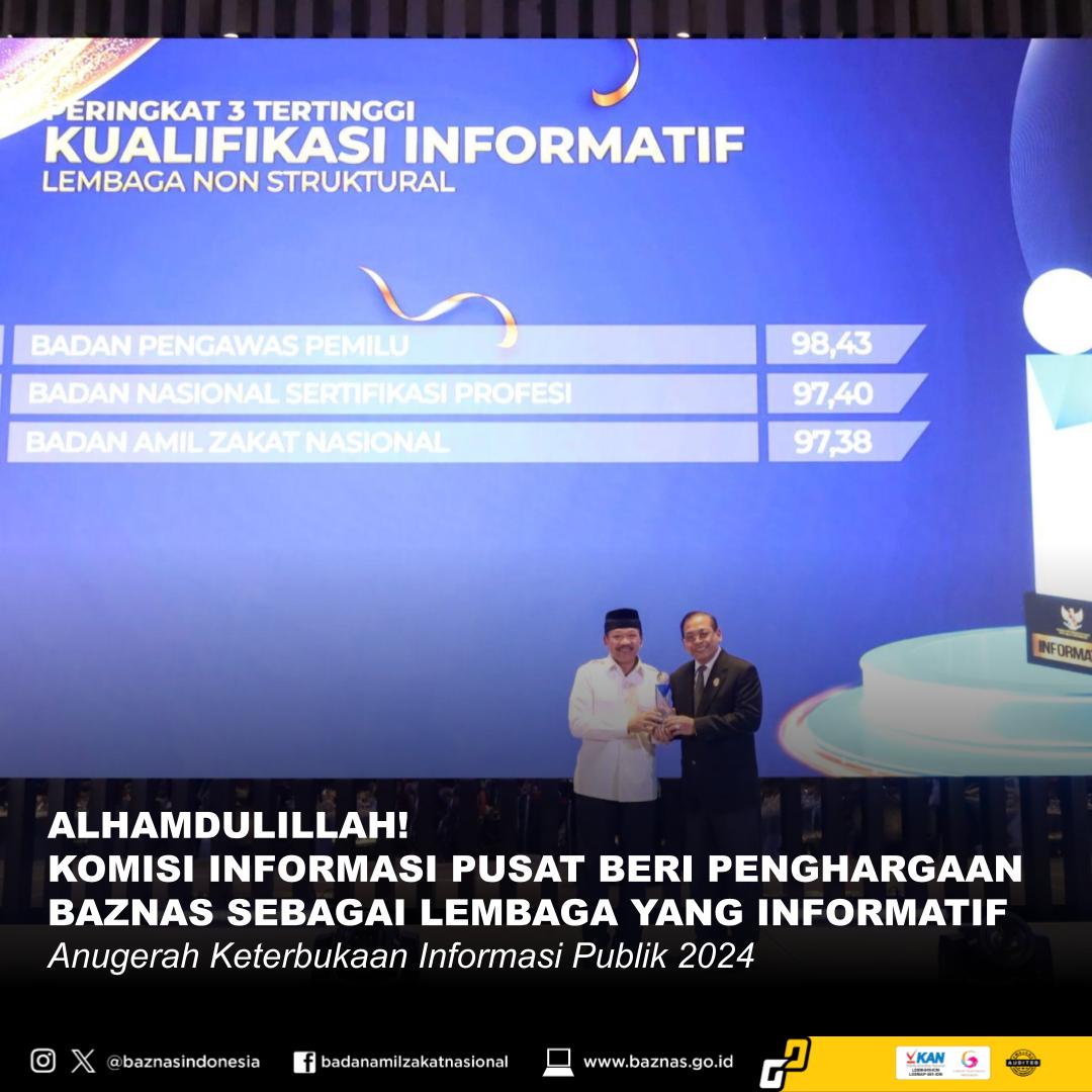 baznasindonesia's tweet image. Semoga penghargaan ini bisa menjadi motivasi bagi BAZNAS untuk terus konsisten dalam meningkatkatkan mutu pelayanan dan pengelolaan zakat, indak, dan sedekah agar manfaatnya bisa dirasakan oleh masyarakat yang lebih banyak lagi.

#BAZNAS #KIPusat #KomisiInformasiPusat