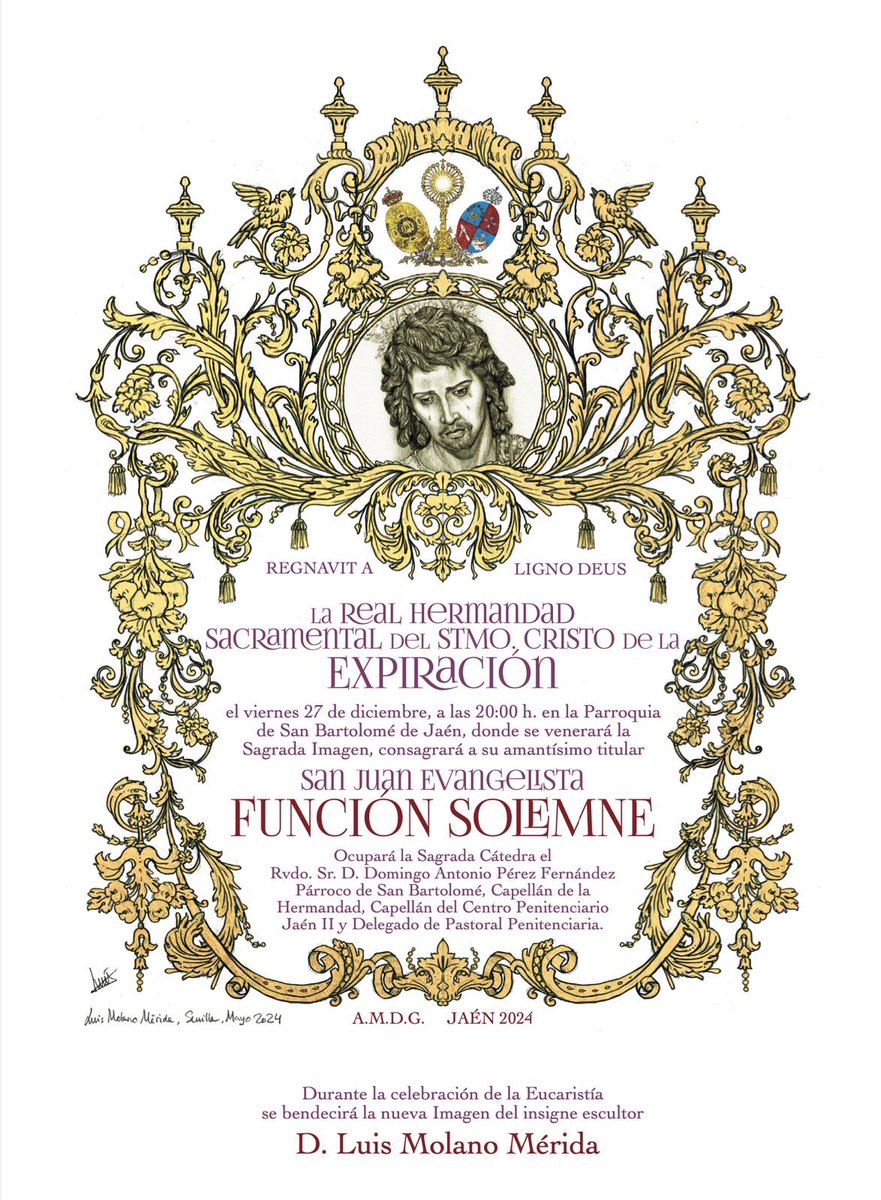 FUNCIÓN SOLEMNE Y BENDICIÓN DE LA NUEVA IMAGEN DEL EVANGELISTA SAN JUAN