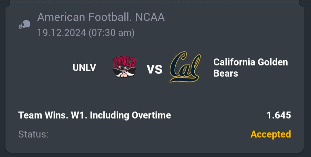 A3RBET's tweet photo. American Football - NCAA

🏈 UNLV ML
🔖 1.64
💵 80 Units

#NCAA #AussieRules #Footy #NCAA2024 #NCAA24 #SportsBetting #BetOnNCAA #NCAABetting #NCAABets #BettingTips #NCAAPicks #NCAAPredictions #Gambling #bettingtwitter #Cal #GoldenBears

Like + RT https://t.co/kby6CHTE8e