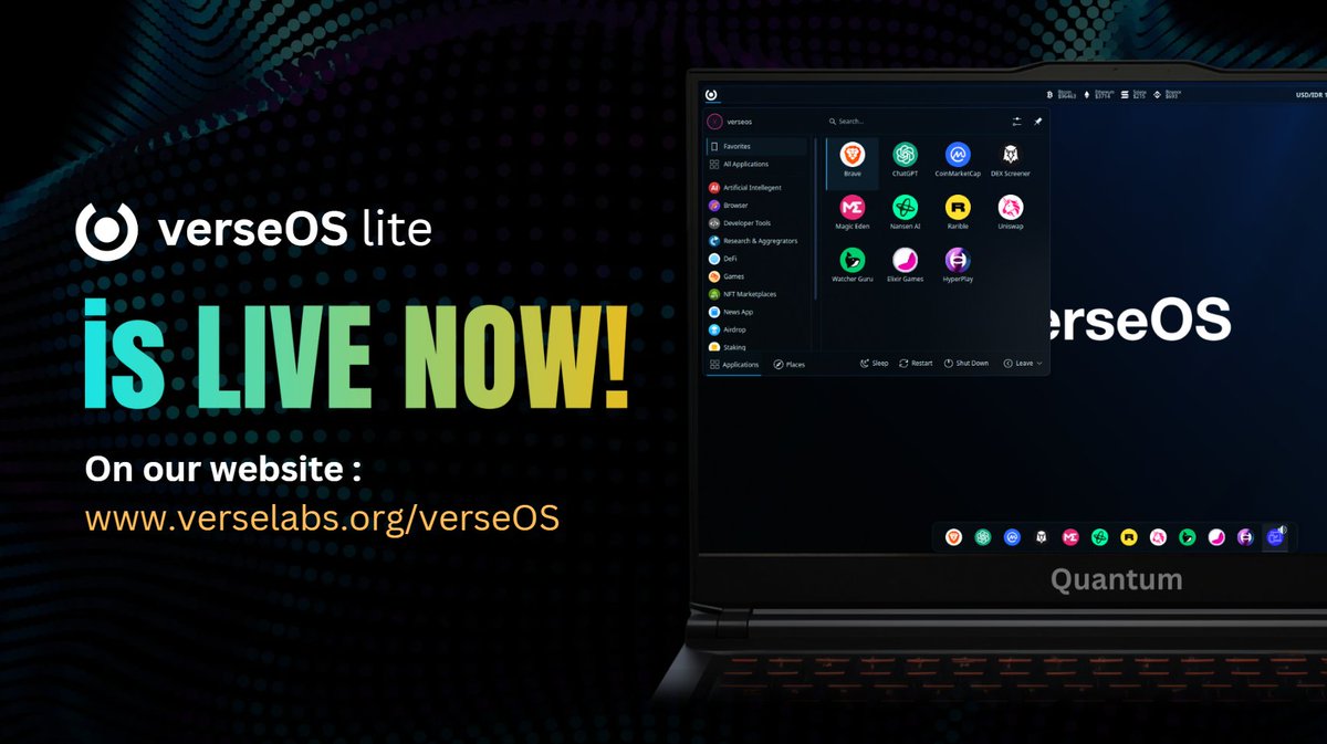 🚨 The Wait is Over! 🚨
We’re excited to announce that verseOS lite is officially LIVE! 🌐

💻 Try it now and explore:
⭐ A native wallet experience with verseGate 🔐
⭐ Seamless dApp and Web3 game access 🎮

🛠️ How to Join:
1️⃣ Visit: verselabs.org/verseOS/
2️⃣ Test verseOS lite