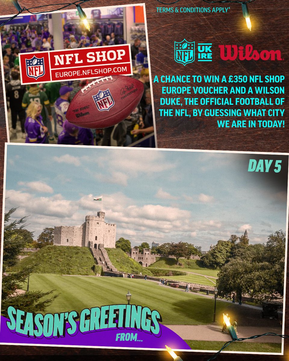 NFL UK & Ireland (@nflukire) on Twitter photo 🎄 Find The Joy Day 5 🎁
A chance to win a £350 NFL Shop Europe voucher and a Wilson Duke, the Official Football of the NFL!
To enter:
Make sure you’re following <a href="/NFLUKIRE/">NFL UK & Ireland</a> and <a href="/WilsonFootball/">Wilson Football</a>
Guess what city we’re in by commenting below. 🎄 Find The Joy Day 5 🎁
A chance to win a £350 NFL Shop Europe voucher and a Wilson Duke, the Official Football of the NFL!
To enter:
Make sure you’re following <a href="/NFLUKIRE/">NFL UK & Ireland</a> and <a href="/WilsonFootball/">Wilson Football</a>
Guess what city we’re in by commenting below.