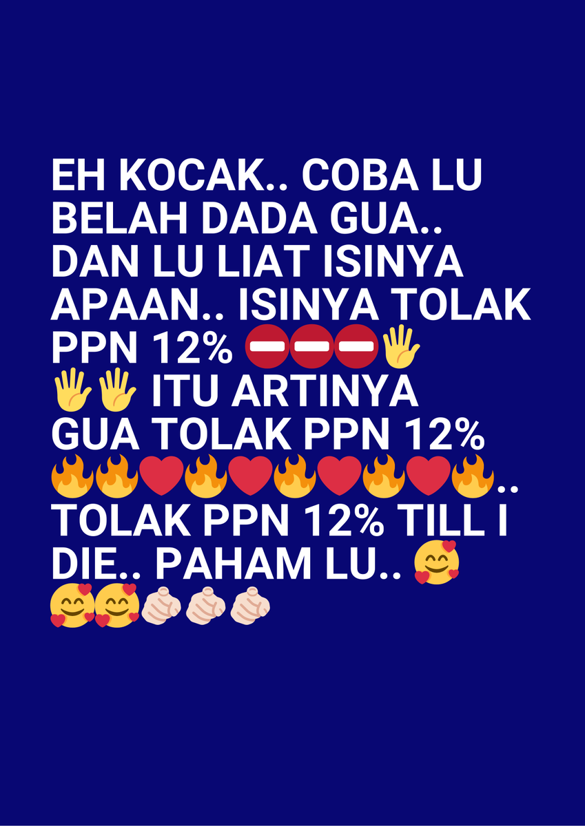 ⠀ 

⠀ ⠀ ⛔️⛔️ ALERTA ALERTA ALERTA ⛔️⛔️

一 PERINGATAN DARURAT, KITA DIPAKSA SEHAT DI NEGARA YANG SEKARAT‼️

Sobat bumi! Gaungkan #TolakPPN12Persen sebagai bentuk unjuk keresahan kalian! ✊️👽

⠀
