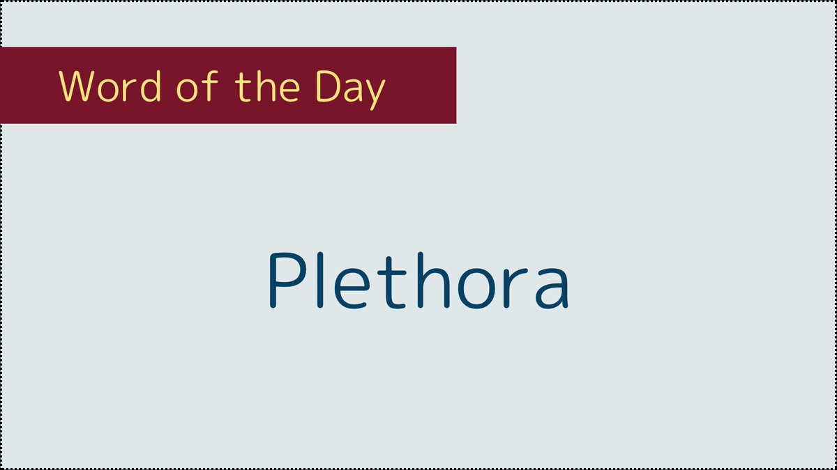 MembersTgif's tweet photo. Plethora 
▫️意味:  過多、過剰、大量
▫️使用例:
　・A plethora of time
　・A plethora of books
　・A plethora of problems 

TGIFに入らなければ、一生意識しなかったかもしれない単語。読み飛ばしたことはあるかも…？

自分事として使ってみる大切さと楽しさを改めて実感した。 https://t.co/Fx2AHiQo2k