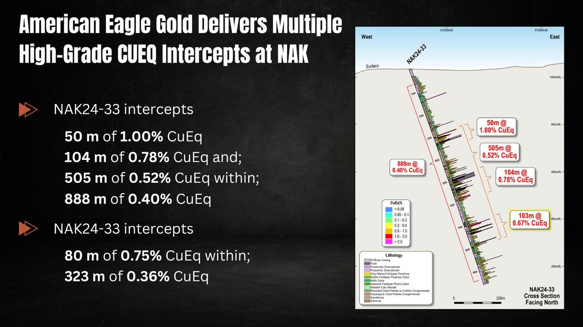 AmEagleGold's tweet photo. American Eagle Gold Delivers Multiple High-Grade Copper Equivalent Intercepts at NAK

Full release 👉https://t.co/arSdf4gEcj https://t.co/Z1V8kp1rIZ