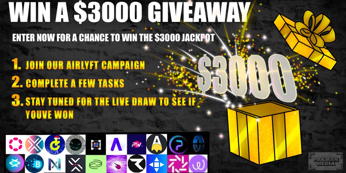 🎉 Get ready for a $3000 giveaway! 🎉

Join our Airlyft Campaign:

1️⃣ Sign up for the campaign ✅
2️⃣ Complete easy tasks ✅
3️⃣ Like, retweet this post, and comment "Done" when finished ✅

Winner revealed live with full transparency! 🎥

There will be some Surprise Giveaways