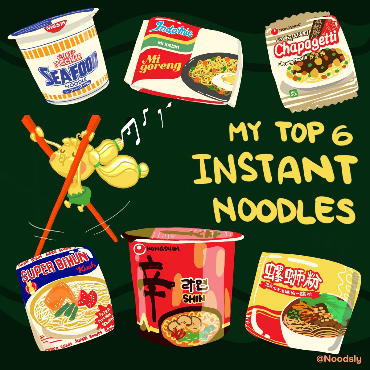 What are your top 6 instant noodles?
#foodart #foodartwork #doodle #sgart #sgartist #drawing #characterillustration #sgarts #procreateart #procreatedrawing #procreateillustration #artoftheday #foodartist #asianfoodlover #digitalart #digitalartist #digitalartwork #kawaiifoodart