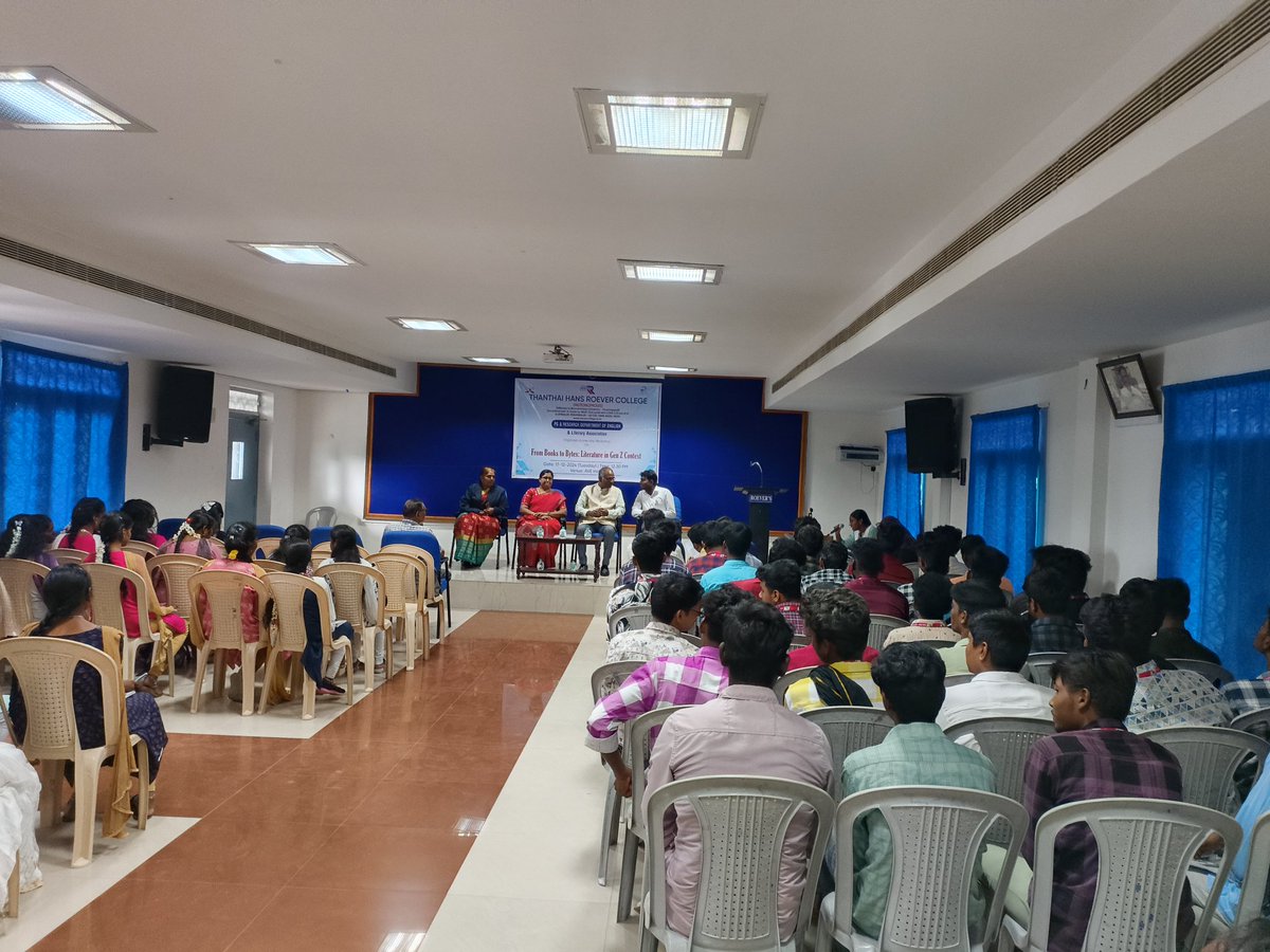 roever_a's tweet photo. English Department
From Books to Bytes: Literature in Gen Z Context held on December 17, 2024.
Expert Session by Ms. Shahanaz Parveen from Bharathidasan University, Trichy.
Felicitation Address by Dr. Sivakumar, Principal (I/C).
#Workshop #Literature #GenZ https://t.co/IRaJWHo3Y3