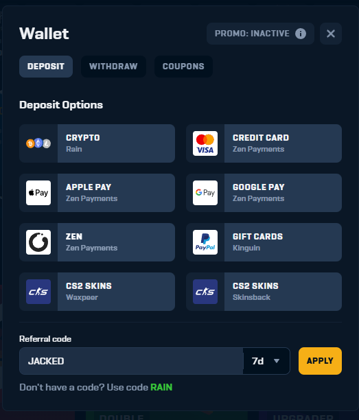 jackedgambles's tweet photo. 💸GIVEAWAY💸

Guys I need some active refs over on Rain so I'm sending out some free coins!

✅Enter code 'JACKED' on Rain
✅Comment proof and your deposit address
✅Retweet

https://t.co/PduhJDENTR https://t.co/KMknJ8L6kx