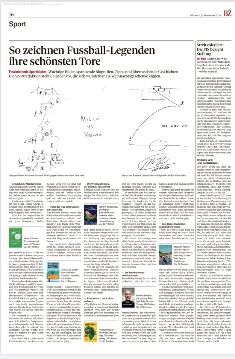 Auch die ⁦<a href="/bazonline/">Basler Zeitung</a>⁩ hat da ein paar Weihnachtsgeschenk-Tipps. Unter anderem: #ToreWieGemalt ⁦<a href="/suhrkamp/">Suhrkamp Verlag</a>⁩