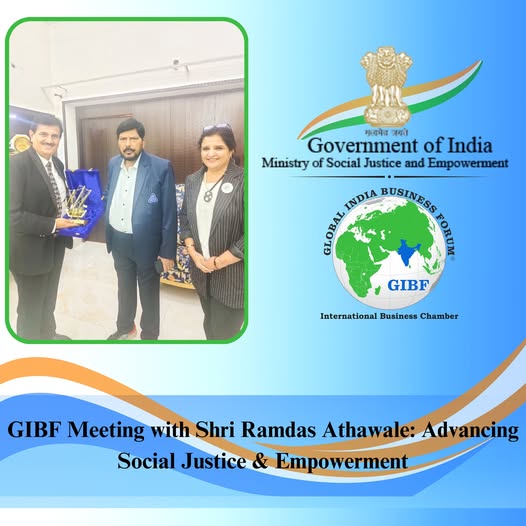 23JitendraJoshi's tweet photo. Had the privilege of meeting Shri Ramdas Athawale @RamdasAthawale , Minister of State for Social Justice in New Delhi, to discuss GIBF’s initiatives aimed at empowering the underprivileged. Grateful for his unwavering support! @gadkari75 @globalIndiagibf #SocialJustice #GIBF https://t.co/JJft4ZFrlx