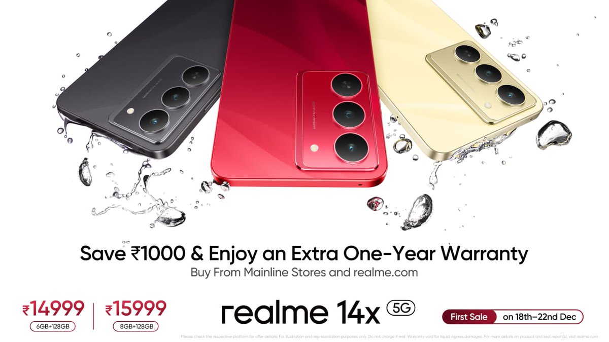 iamSureshParmar's tweet photo. THE PERFECT UPGRADE! 🚀 Upgrade to the #realme14x with 50MP camera, 120Hz display & IP69 rating, starting at ₹14,999! 📸 #realme14xSaleisLive https://t.co/JAXkjyymZe