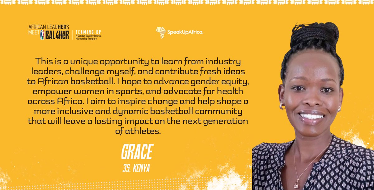 Basketball Africa League (@thebal) on Twitter photo Meet our #TeamingUp duos working on health and wellbeing to elevate #AfricanSports !
Thina from South Africa with Dr. O from <a href="/chicagosky/">Chicago Sky</a>!
<a href="/Grace_Wang/">Grace Wang</a>, a Kenyan coach, with <a href="/drkensa/">Dr. Kensa Gunter</a> and <a href="/jwideman10/">Jamila Wideman</a> from <a href="/nba/">NBA</a>!
#AfricanLeadHERs #BAL4HER Meet our #TeamingUp duos working on health and wellbeing to elevate #AfricanSports !
Thina from South Africa with Dr. O from <a href="/chicagosky/">Chicago Sky</a>!
<a href="/Grace_Wang/">Grace Wang</a>, a Kenyan coach, with <a href="/drkensa/">Dr. Kensa Gunter</a> and <a href="/jwideman10/">Jamila Wideman</a> from <a href="/nba/">NBA</a>!
#AfricanLeadHERs #BAL4HER