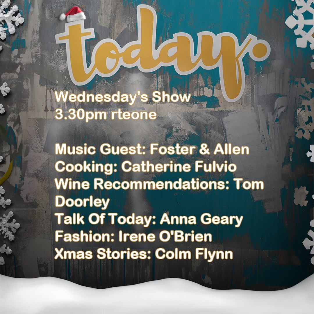 Don't miss The Today Show on RTE ONE from 3.30pm, today, Wednesday 18th Dec.