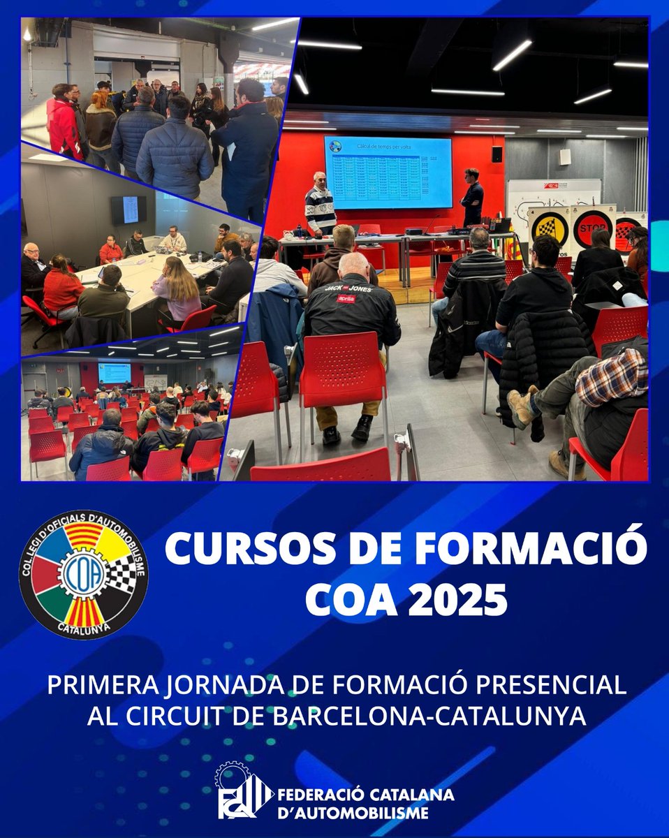 💥 FORMACIÓ OFICIALS 2025 - CURSOS COA
🔊 Primera jornada de formació per l’obtenció del títol d’Oficial d'automobilisme celebrada al Circuit de Barcelona-Catalunya dissabte passat

#FCAutomobilisme #coa #motorsport #oficials #comissaris #cursos #formacio #circuitcat