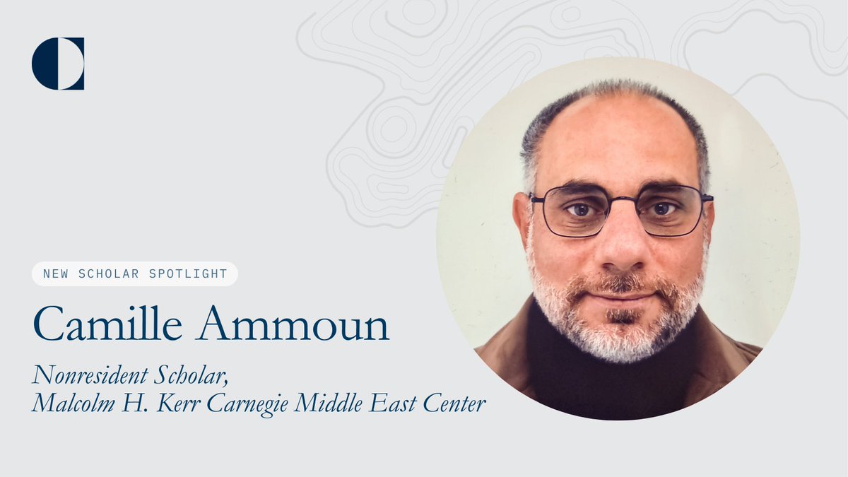 We are excited to welcome a new scholar to the Carnegie Middle East Center: <a href="/CAmmoun/">Camille Ammoun كميّ عمّون</a>

Read more: carnegieendowment.org/people/camille…