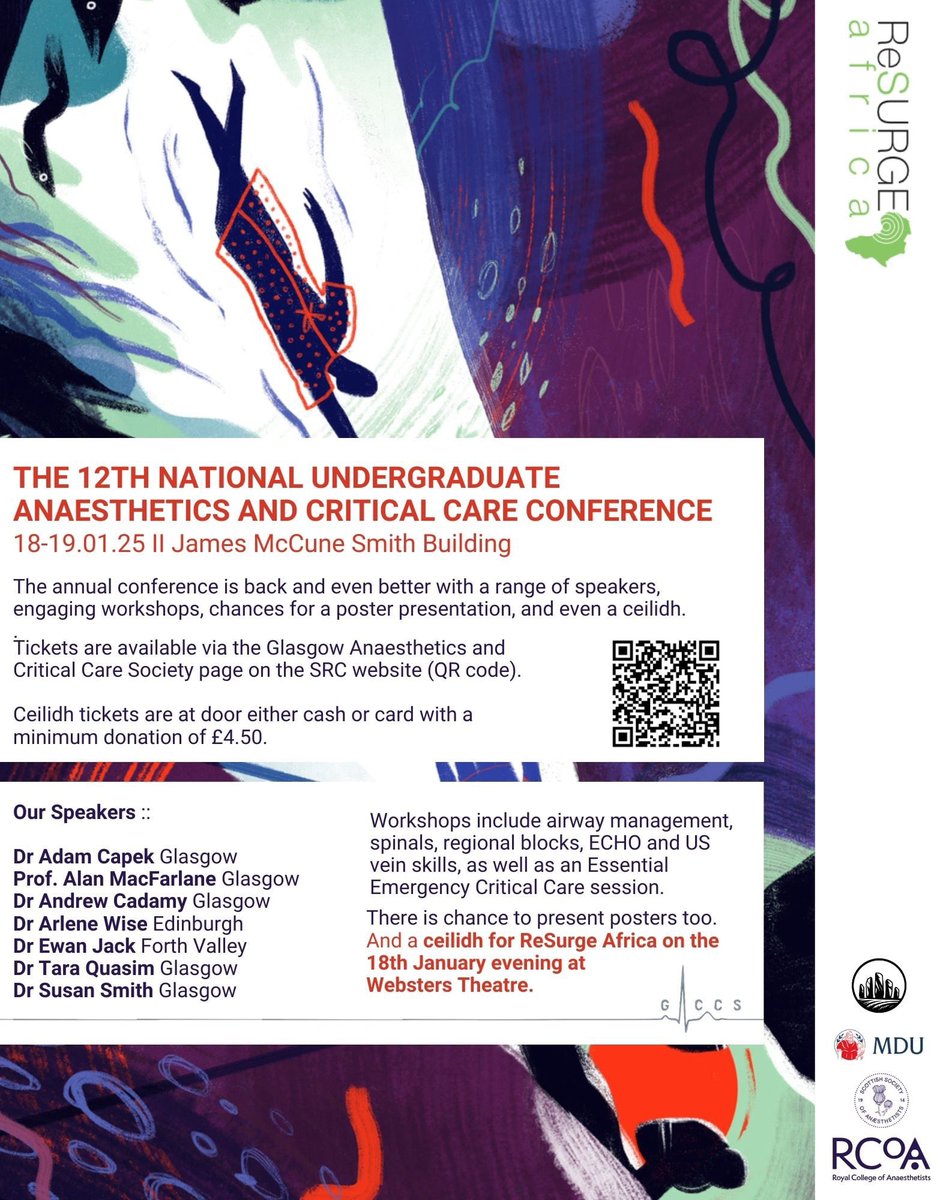 Just a month to go until the conference, make sure you get your ticket and come along to two days filled with speakers and workshops! 

There’s even a ceilidh in support of ReSurge Africa on the evening of the 18th!