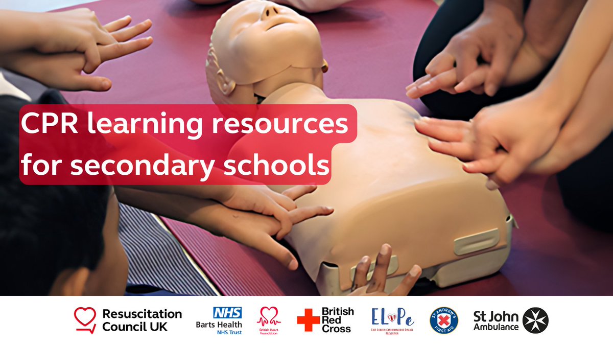 As 80% of cardiac arrests happen at home, teaching CPR in schools gives students the skills to help save the lives of loved ones. 

Explore resources we've compiled with our partners, including lesson plans and videos, for your lessons in the new year: resus.org.uk/public-resourc…