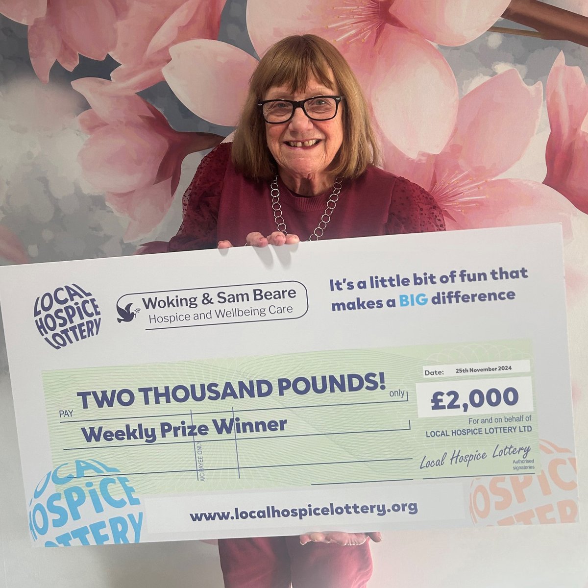 Celia won £2000 playing the Local Hospice Lottery in support of <a href="/WSBHospices/">Woking & Sam Beare Hospice</a> &amp; said "I couldn't believe it. I don't know what I'll do with the money yet, but I know that I will give some of it back to the Hospice as it is such a fabulous place." Read more: bit.ly/4gf3YzK