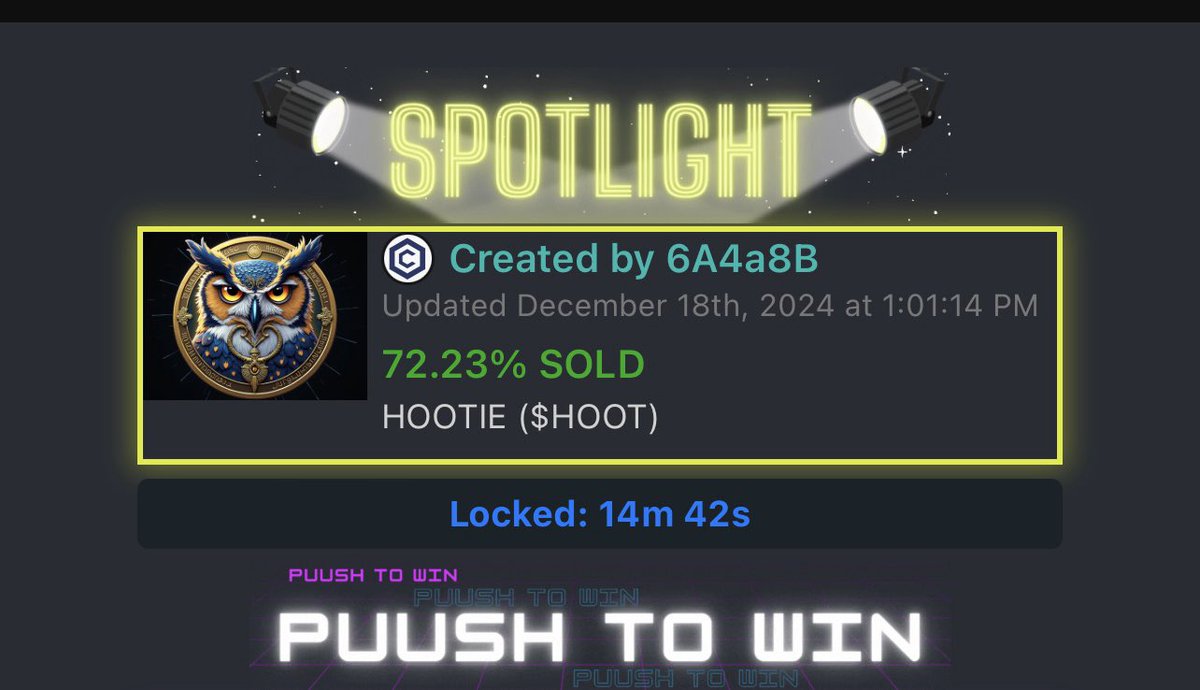 OmarMetaX's tweet image. 72.23% sold in my experience this is where the #fomoalert kicks in $HOOT @PUUSHDABUTTON #crofam
