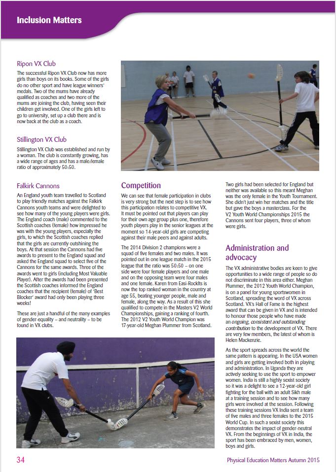 VX_Int's tweet image. at the @afPE_PE  Day last week we were very impressed with Izzy Kyson's talk about declining participation of teenage girls after puberty.  She urged using lesser-known sports!  Guess what - VX fits the bill perfectly.  There is already a journal article about VX &amp;amp; girls in sport