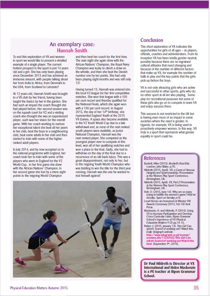 VX_Int's tweet image. at the @afPE_PE  Day last week we were very impressed with Izzy Kyson's talk about declining participation of teenage girls after puberty.  She urged using lesser-known sports!  Guess what - VX fits the bill perfectly.  There is already a journal article about VX &amp;amp; girls in sport