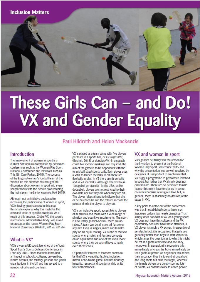 VX_Int's tweet image. at the @afPE_PE  Day last week we were very impressed with Izzy Kyson's talk about declining participation of teenage girls after puberty.  She urged using lesser-known sports!  Guess what - VX fits the bill perfectly.  There is already a journal article about VX &amp;amp; girls in sport
