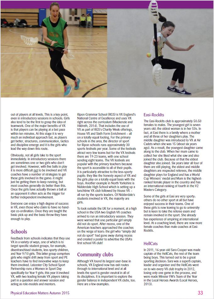 VX_Int's tweet image. at the @afPE_PE  Day last week we were very impressed with Izzy Kyson's talk about declining participation of teenage girls after puberty.  She urged using lesser-known sports!  Guess what - VX fits the bill perfectly.  There is already a journal article about VX &amp;amp; girls in sport