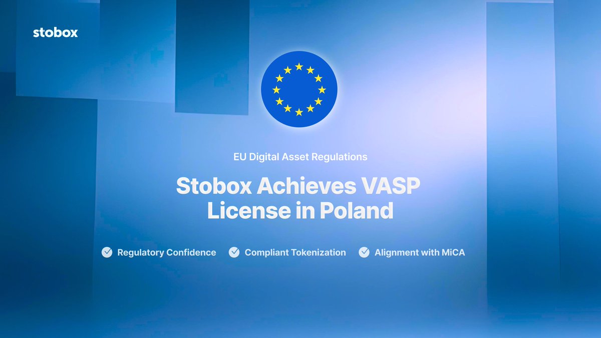 StoboxCompany's tweet image. 📣 Stobox Secures VASP License in Poland!

We’ve just hit a major milestone - @StoboxCompany is officially licensed as a Virtual Asset Service Provider (#VASP) in Poland! 🇵🇱

This means we’re now fully compliant with EU regulations, bringing trust, security, and innovation to the…