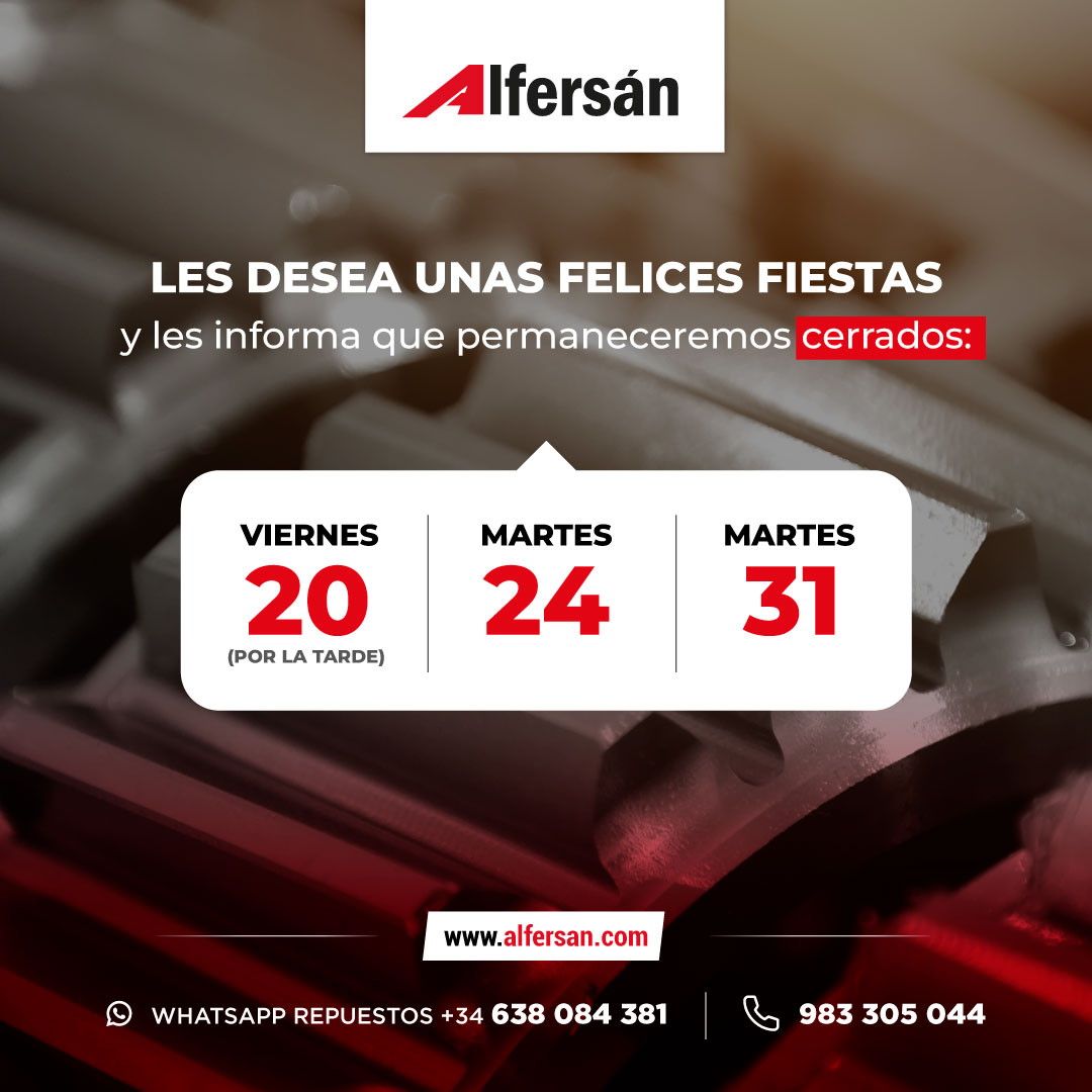 Os informamos de que permaneceremos cerrados los siguientes días: