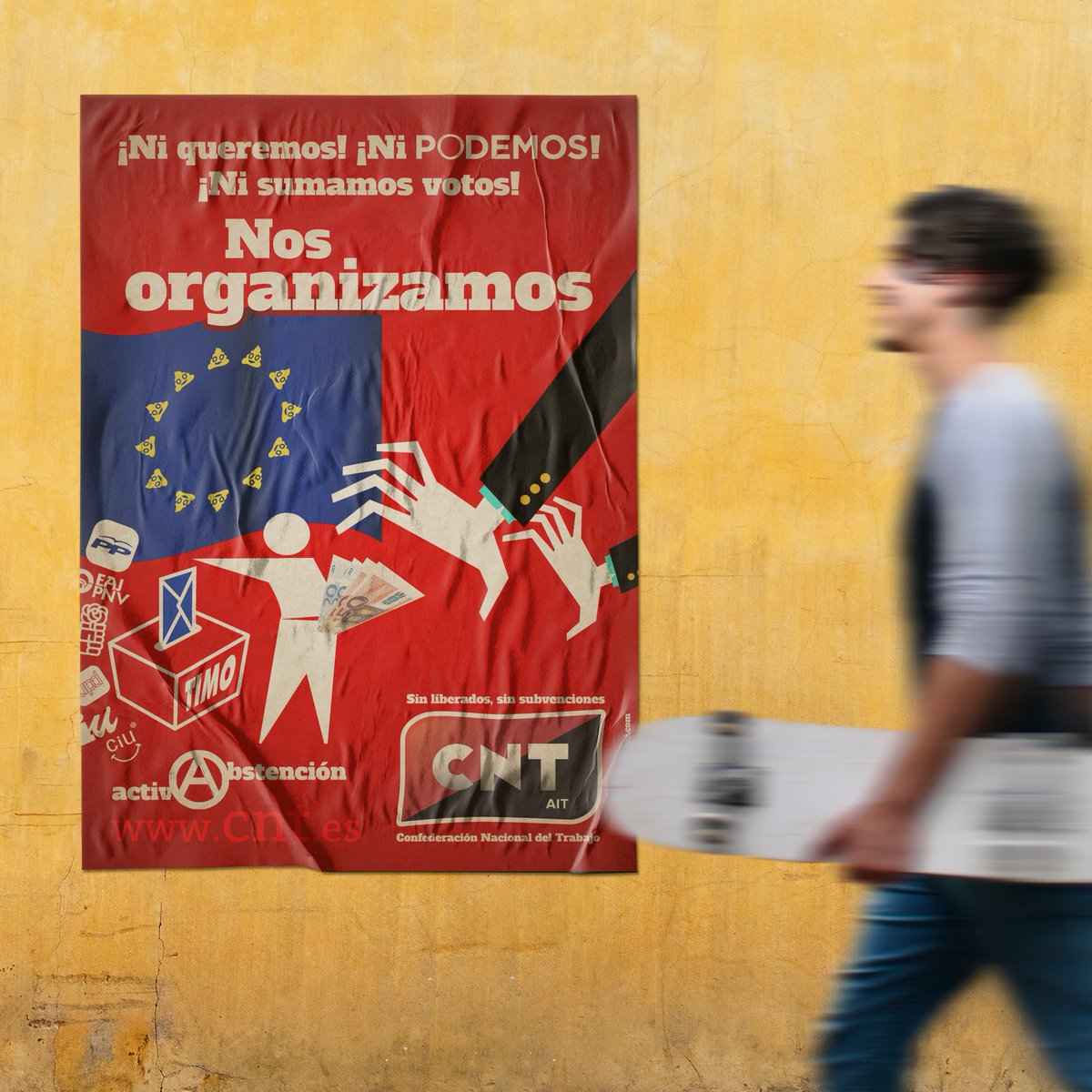 #portfolio
Cartel de hace tiempo para una campaña de abstención activa para <a href="/CNTsindicato/">CNT Sindicato</a>.

Portfolio y contacto: davidsilvaestudio.com
#abstenciónactiva #diseñográfico #cartelería #carteles #pósters #cnt #sindicatos #sindicalismo #anarcosindicalismo