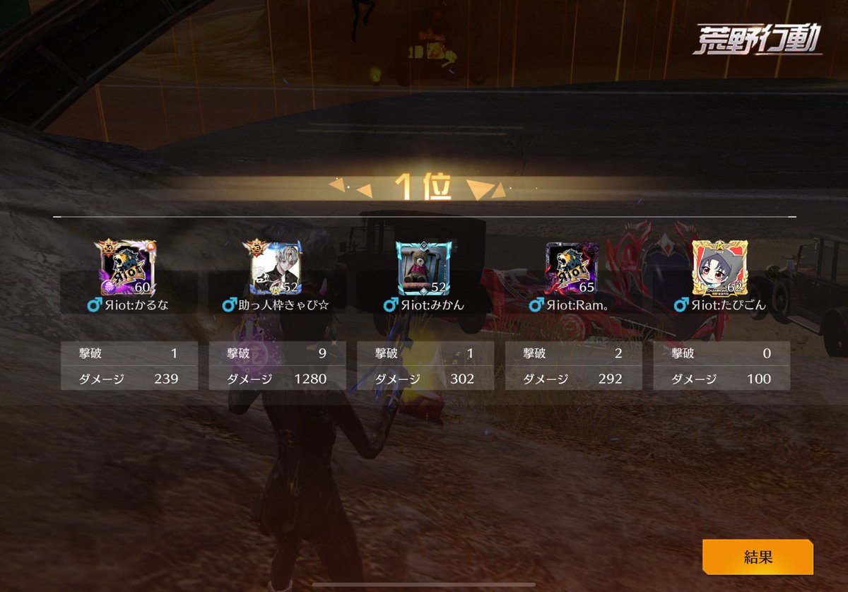 2024.12.13

▫️ 22:00～ 3戦Pt
       1戦目 22:00～  13Kill🥇

Яiot:かるな
Яiot:みかん
Яiot:Ram。
Яiot:たぴごん
助っ人枠きゃぴ☆ ( 助っ人 )

#Яiot実績