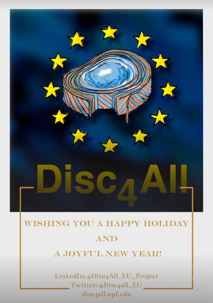 Disc4All EU Project (@disc4all_eu) on Twitter photo ✨🎄<a href="/Disc4all_EU/">Disc4All EU Project</a> Consortium wishes you Happy Holidays! ✨🎄
📢 Follow, Join, Share our activities!
🎅Check our publications here: disc4all.upf.edu/dissemination/…
🌟Check the project outcomes here: disc4all.upf.edu/activities/del…
🔔Subscribe to our newsletter here: disc4all.upf.edu! ✨🎄<a href="/Disc4all_EU/">Disc4All EU Project</a> Consortium wishes you Happy Holidays! ✨🎄
📢 Follow, Join, Share our activities!
🎅Check our publications here: disc4all.upf.edu/dissemination/…
🌟Check the project outcomes here: disc4all.upf.edu/activities/del…
🔔Subscribe to our newsletter here: disc4all.upf.edu!