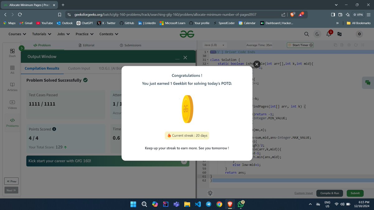 omtweet_'s tweet photo. #Day_34 of #gfg160 Challenge by
@geeksforgeeks
Today's problem: Allocate Minimum Pages #geekstreak2024 https://t.co/3xcV13aLMS