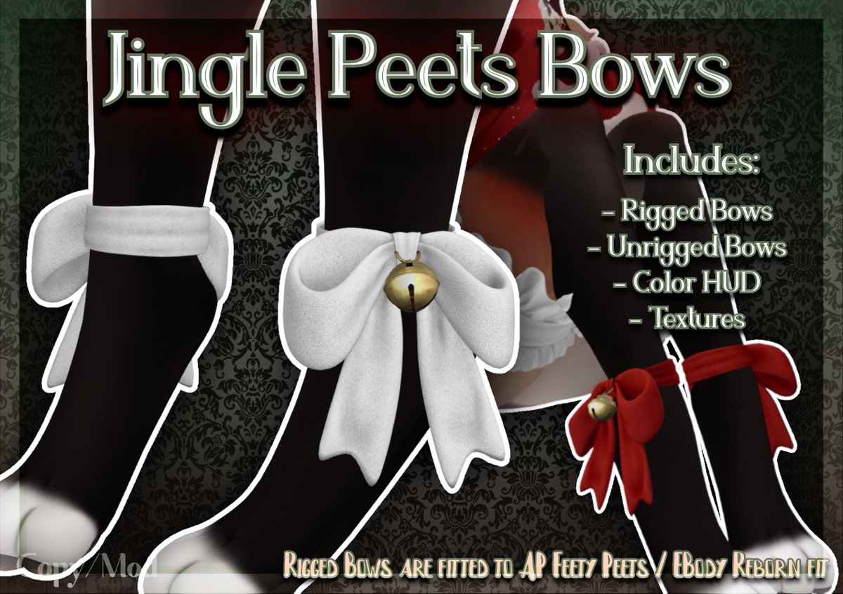Looking to add something cute and festive to your outfit? Check out my new ankle and neck bows \o/
They come with both rigged and unrigged options!

Coming to WINTER FAIR 2024 on Dec 20th, a new event hosted by <a href="/nezatraq/">✦ Neza</a> &amp; <a href="/Ar4ieY/">#Y!3SL MORDEKAI</a> !