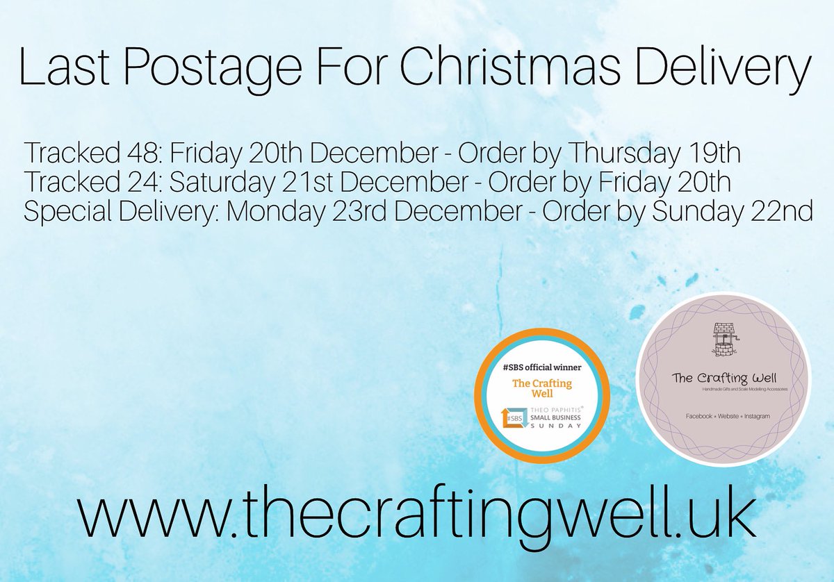 thecraftingwell's tweet image. Last U.K. Postage Dates For Christmas #thecraftingwell #scalemodelkits #scalemodelbuilders #scalemodelling #SBSWinner