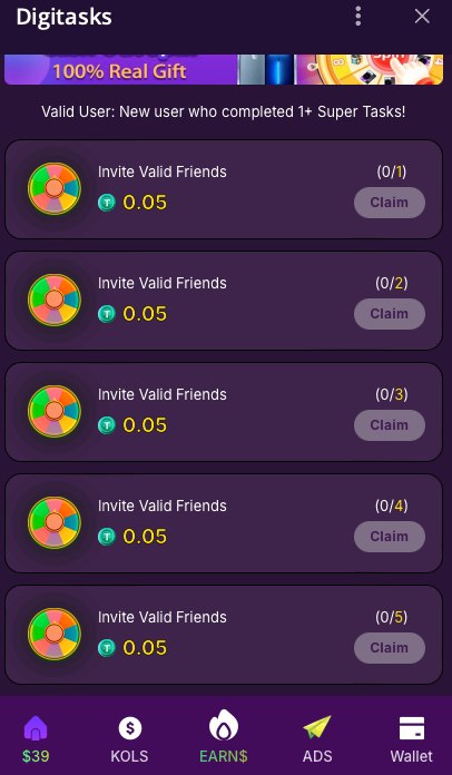 💰 Earn While You Share!
🎉 Invite users and grab at least $0.05 for each invite!
💸 The more you invite, the more you earn!

👉 Don’t wait—start inviting your friends NOW and turn connections into rewards!

#DigiTasks #Tap2Earn #CryptoGaming #MiniApp #TonEcosystem
