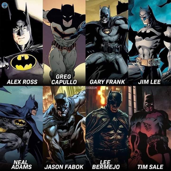Algumas versões do Batman por diferentes artistas. Qual a sua favorita?