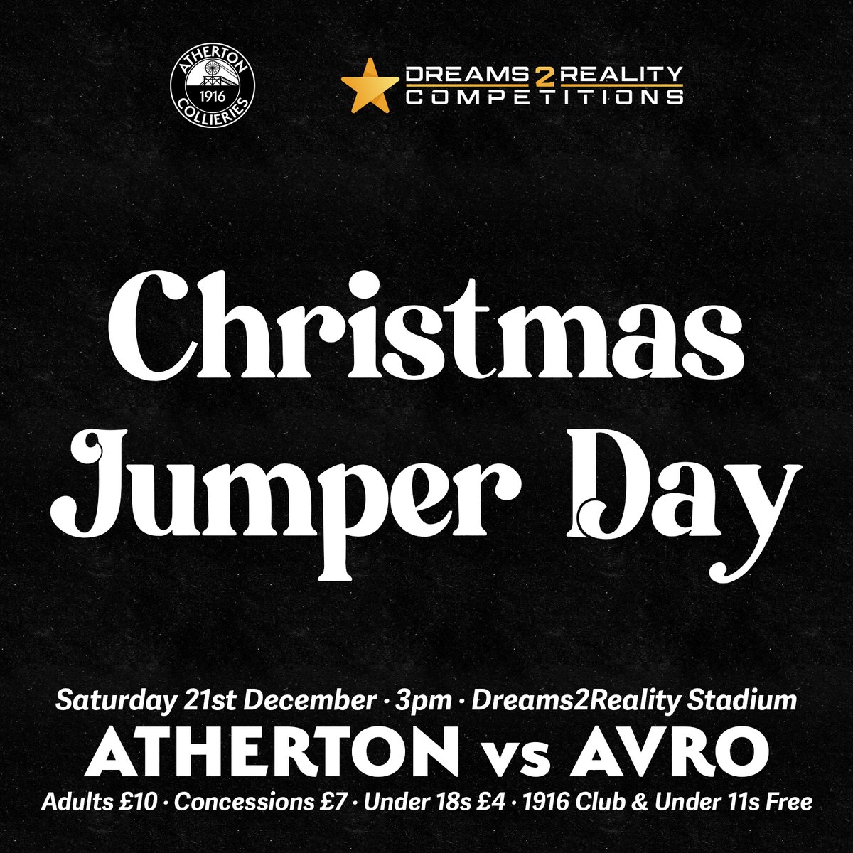 As Saturday will be our last game before Christmas, we will be hosting a Christmas Jumper Day at the Dreams2Reality Stadium 🎄

We will also continue our appeal for local youngster Heidi Green. Any donation will be much appreciated, on the day or online ↘️
justgiving.com/crowdfunding/h…