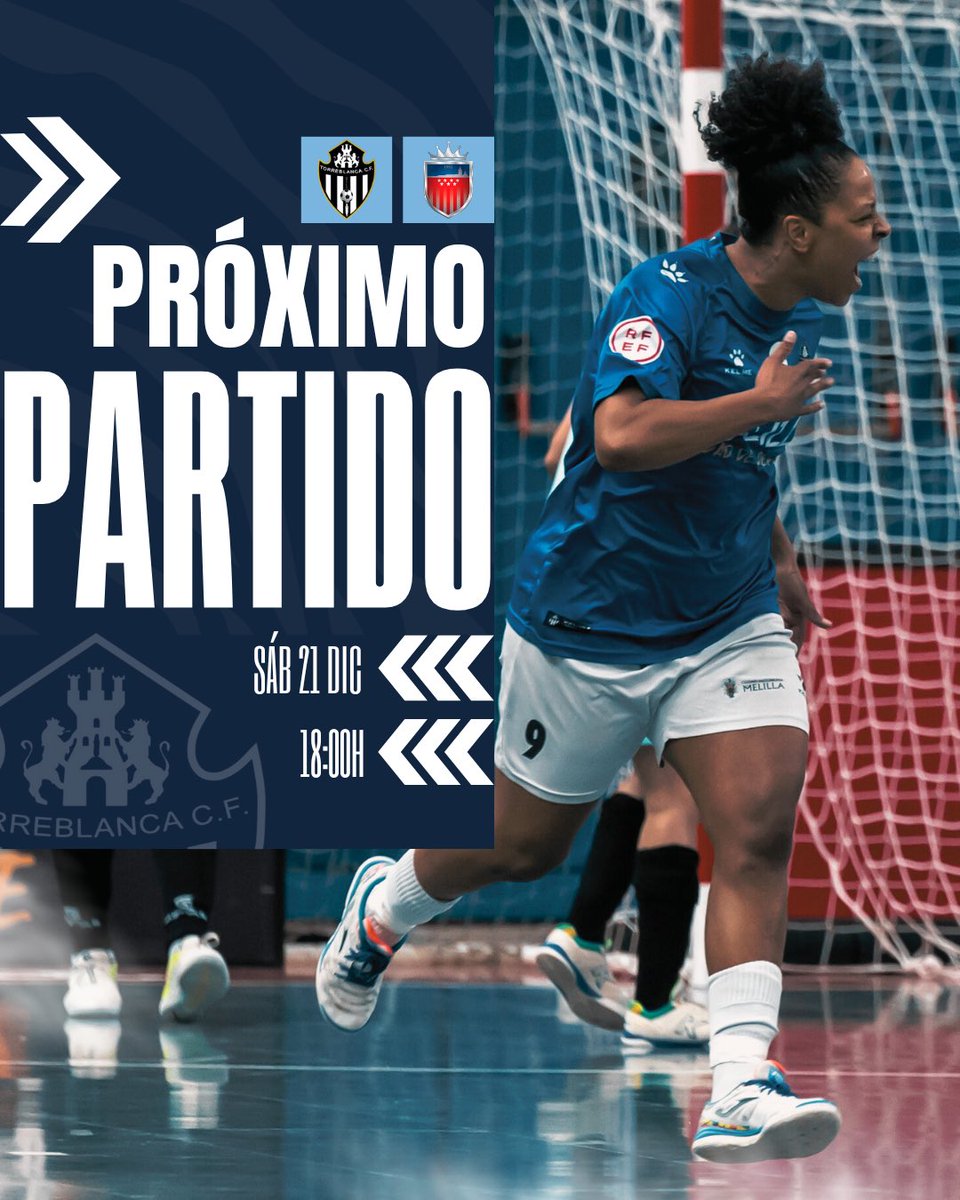 TorreblancaFS1's tweet photo. 🔜 𝐏𝐫𝐨́𝐱𝐢𝐦𝐨 𝐩𝐚𝐫𝐭𝐢𝐝𝐨

🏆 𝐉𝟏𝟓
🆚 @futsi_atletico 
🏟️ Pabellón Javier Imbroda
📆 Sábado , 21 de diciembre
⏰ 18:00h
📺 @tv_melilla @live_vuvuzela 

#PrimeraIberdrolaFS https://t.co/rca4zc5KqZ