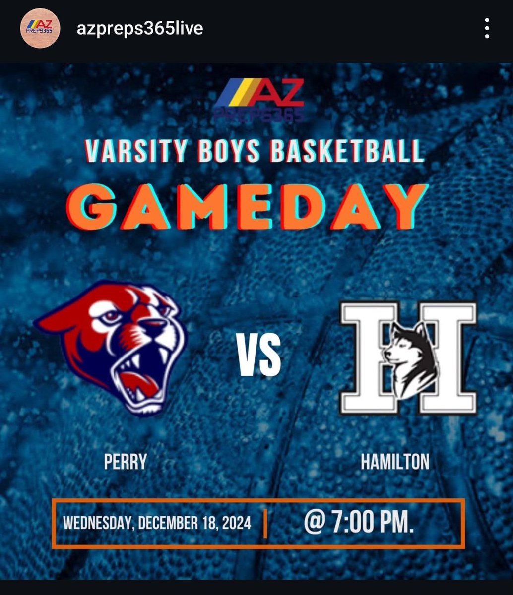 Let's Go! Hamilton @ Perry tonight. 
<a href="/AZPreps365/">AZPreps365</a> <a href="/HHS_Athletics_1/">HamiltonAthletics</a>