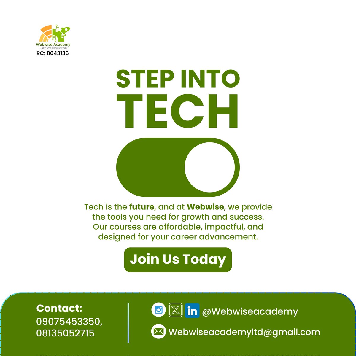 webwiseacademy's tweet image. Switch to a Brighter Tomorrow: Learn Tech with Webwise Academy

Induction: 20th Jan 2025
Class Start: 24th Jan 2025
Early bird discounted registration ongoing.
#CyberSecurityLagos #cloud #cloudcomputing #dataanalysis #sql #python #powerbi #excel #projectmanagment #graphics #ai