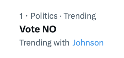 catturd2's tweet photo. Vote NO is the #1 trend on X ... We the People have had it with the uniparty war pigs and their BS criminal continuing resolutions. https://t.co/1KufzZIxgN