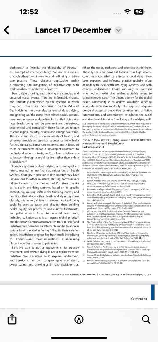 Sunitha Daniel (@sunithamd) on Twitter photo #assisteddyingbill Joint statement by five #palliativecare physicians in <a href="/TheLancet/">The Lancet</a>
Choice can only be exercised
when options exist that enable equitable access to
comprehensive care <a href="/libby_sallnow/">Libby Sallnow</a> <a href="/DrSureshKumar/">Suresh Kumar</a> #assisteddyingbill Joint statement by five #palliativecare physicians in <a href="/TheLancet/">The Lancet</a>
Choice can only be exercised
when options exist that enable equitable access to
comprehensive care <a href="/libby_sallnow/">Libby Sallnow</a> <a href="/DrSureshKumar/">Suresh Kumar</a>