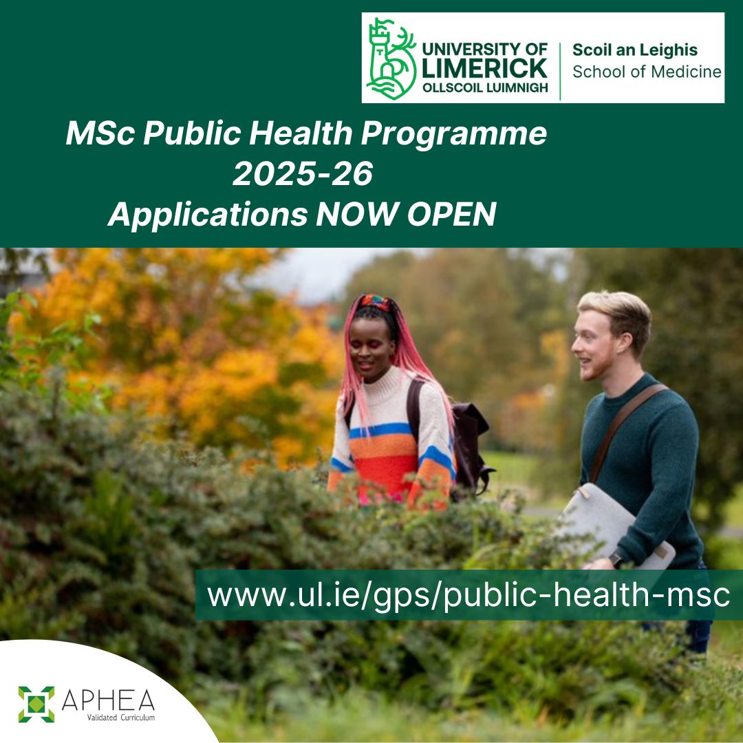 Public Health MSc (@publichealthul) on Twitter photo Applications are now open to apply for the MSc Public Health programme for Academic Year 2025/26.
Link on the link below to apply now:
ul.ie/gps/public-hea…
@publichealthul <a href="/MedicineAtUL/">UL School of Medicine</a> <a href="/ProfColumDunne/">Colum Dunne</a> <a href="/CumminsNM/">Dr. Niamh Cummins</a> <a href="/ULGlobal/">UL Global</a> Applications are now open to apply for the MSc Public Health programme for Academic Year 2025/26.
Link on the link below to apply now:
ul.ie/gps/public-hea…
@publichealthul <a href="/MedicineAtUL/">UL School of Medicine</a> <a href="/ProfColumDunne/">Colum Dunne</a> <a href="/CumminsNM/">Dr. Niamh Cummins</a> <a href="/ULGlobal/">UL Global</a>