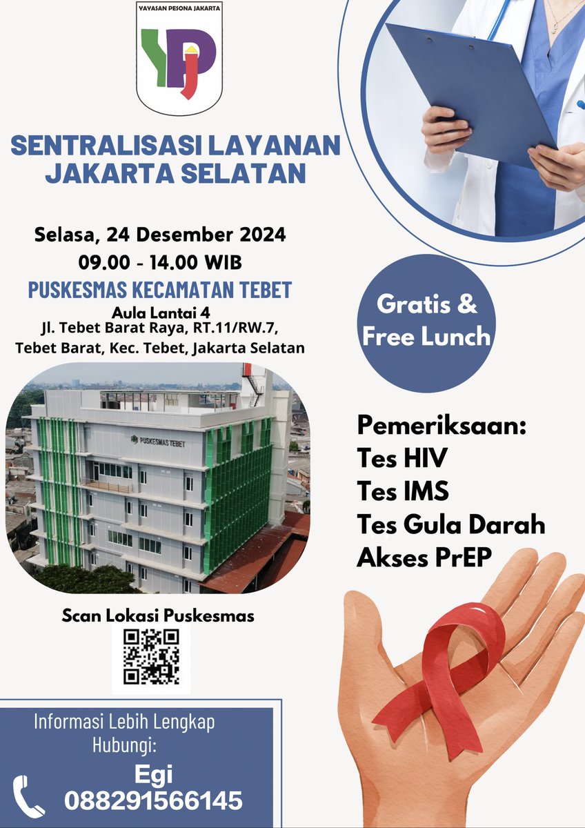 Egi_CBS's tweet photo. Woro Woro #jakartaselatan , sebelum liburan Natal yuk sempatkan cek kesehatan seksualnya #teshiv dan #prep Gratis ! Bareng #piskesmastebet tgl 24 Des 2024.
Reservasi bisa chat WA Egi ya π 088291566145.
#vct #vctgratis #vctjakarta #teshivjakarta #teshivgratis #prepjakarta #tebet https://t.co/PTpr9vJoQd